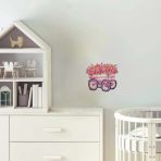 Açık Pembe Çiçekli Ve Pembe Tekerlekli El Arabası Duvar Sticker'ı