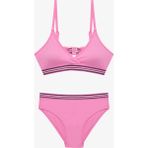Açık Pembe Genç Kız Shay Ince Bant Detaylı Üçgen Bikini Takımı - 9 - 10 Yaş