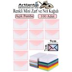 Açık Pembe Mini Zarf 7X9 Cm Not Kağıtlı 100 Adet Küçük Açık Pembe Zarf Mektup Oyun Zarfı Doğum Günü Dilekleri Zarfı