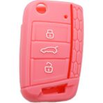 Açık Pembe Vw Golf 7 Mk7 3 Düğmeli Katlanabilir Uzaktan Kumanda Anahtar Kılıfı Için Silikon Kapak (Yurt Dışından) - araba anahtarı kapağı