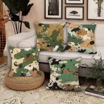 Açık su geçirmez yastık kılıfları 45 x 45 cm 4'lü set kamuflaj dekoratif yastık kılıfı bahçe veranda kanepe için çift taraflı baskılı keten yastık kılıfları