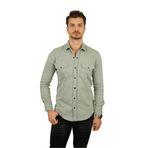 Açık Taş Rengi Slimfit Hediye Kutulu Gerçek Kot Erkek Gömlek XXL