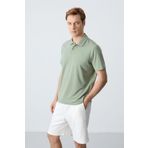 Açık Yeşil Basic Göğüs Logolu Standart Kalıp Triko Polo Yaka Erkek T-Shirt - 87768