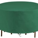 Açık Yuvarlak Masa Örtüsü 91x43 inç Su Geçirmez Ağır Hizmet Tipi 420D Oxford Kumaş Bahçe Rattan Seti için Veranda Mobilya Örtüsü Yeşil Çap 230 cm x Y 110 cm