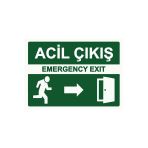 Acil Çıkış Emergency Exıt İsg Uyarı Levhası Pvc A4 21X30 Cm