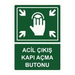 Acil Çıkış Kapı Açma Butonu İsg Uyarı Levhası Pvc A3 30X42 Cm