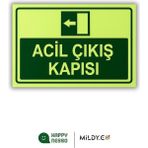 "acil Çıkış Kapısı" Uyarı Levhası 30X20 cm | Fotolümenli, Forex Tabela, Çift Taraflı Bantlı