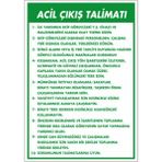 Acil Çıkış Talimatı Uyarı Levhası