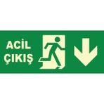 Acil Çıkış Uyarı Levhası Aşağı Yön 25X15 Ebatında