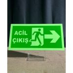 Acil Çıkış Uyarı Levhası Sağ Ok Lümen Folyo Fosforlu 24X12 cm