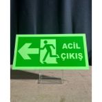 Acil Çıkış Uyarı Levhası Sol Ok Lümen Folyo Fosforlu 24X12 cm