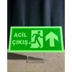 Acil Çıkış Uyarı Levhası Yukarı Ok Lümen Folyo Fosforlu 24X12 cm