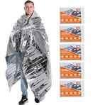 Acil Durum Battaniyeleri Mylar Termal Battaniye-(5 Paket) Devasa Uzay Battaniyesi 82 * 64 inç Hayatta Kalma Battaniyeleri Ağır Hizmet Kamp Malzemeleri, İlk Yardım…