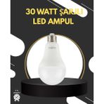 Acil Durumlar Için Şarjlı LED Ampul 6400K Soğuk Beyaz 30 Watt - 1 m - Renkli
