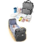 Açılabilir Yataklı Puset Askılı Termal Biberonluk Bölmeli Su Geçirmez Bebek Bakım Çantası Baby Bag - --