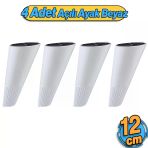 Açılı Konik 4 Adet Beyaz 12 Cm Mobilya Yükseltici Baza Ayağı Koltuk Kanepe Altı Puf Ayakları