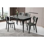 Açılır Yemek Masası Martha (Mdf)Lake Panel - Kapalı 130X80/AÇIK 160X80 Siyah Mermer Desenli Ahşap Ayaklı (SADECE MASA)