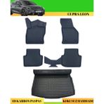Ack Dizayn Cupra Leon 2022+ Ses Sistemsiz Araca Özel Üretim 4d Havuzlu Karbon Paspas Takımı + 3D Bagaj Havuzu - Siyah