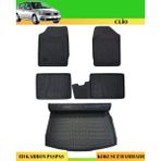 Ack Dizayn Renault Clio 1999-2007 Araca Özel Üretim 4d Havuzlu Karbon Paspas Takımı + 3D Bagaj Havuzu - Siyah