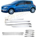 ACK Dizayn RENAULT MEGANE 2 HATCHBACK 3'LÜ YAN KROM SETİ (YAN KAPI ÇITASI-CAM ÇITASI-KAPI KOL) A+