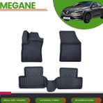 Ack Dizayn Renault Megane 4 2016+ Araca Özel 4d Havuzlu Paspas Takımı (Karbon) - Siyah