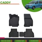 Ack Dizayn Volkswagen Caddy 2020+ Araca Özel Üretim 4d Havuzlu Paspas Takımı (Karbon) - Siyah