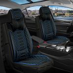 Ack Skoda Karaq Uyumlu Lüks Deri Oto Koltuk Kılıfı Tam Takım Set Mars Siyah-Mavi - Siyah - Mavi