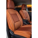 ACK Store renault Clio 5 Uyumlu Yarı Deri Oto Koltuk Kılıfı Bel Destekli Tarçın Elva Seri