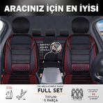 ACK Store Seat Leon Uyumlu Yarı Deri Oto Koltuk Kılıfı Ön/arka 5 Li Set Norm Siyah-Kırmızı - Siyah - Kırmızı