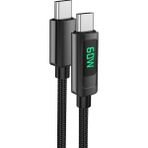 Acl Ack-81 Tpc Akıllı LED Göstergeli 60W 3A Şarj Kablosu LED22 - Siyah