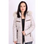Aclassics Ekru Hakiki Deri Kürklü Çıkarılabilir Kapüşonlu Kapitoneli Mont Kaban - XL
