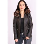 Aclassics Kahverengi Hakiki Deri Kürklü Çıkarılabilir Kapüşonlu Mont Kaban - 2XL