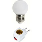 Açma Kapama Anahtarlı Duy Fişli + 1W Tasarruflu Renkli E27 LED Gece Lambası - Beyaz