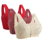 ACMEDE 3 paket günlük sütyen kadınlar için spor sütyen konfor sutyen artı boyutu ön sabitleme sütyen kadın pamuk dantel Trim sütyen telsiz sütyen çiçek cilt dostu emzirme gebelik sütyen, stil 2, 48