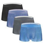 ACMEDE Erkek file boxer şort, S, M, L, XL, XXL, fileli seksi iç çamaşırı, şeffaf boxer şort, erkek külotu, streç boxer şort, 4'lü paket, retro şort, erkek mikro elyaf, 40 – 100 kg, Stil 1, XXL