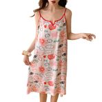 ACMEDE Kadın gecelik yumuşak gecelik uyku elbise spagetti askılı gecelik yaz çiçekli elbise pijama bayanlar genç kızlar gece elbisesi moda şık sabahlık gecelik gecelik, duvar yazısı, One Size