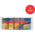 Acord 5 Li Oluklu Bulaşık Süngeri 12 Paket - Sarı