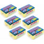 Acord 6 Adet Jumbo Boy Endüstriyel Çok Amaçlı Bulaşık Süngeri 13X8X4 cm - Renkli - Standart