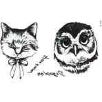Acousticworld Baykuş Ve Kedi Geçici Dövme Şık Moda Aksesuar El,Kol,Bilek,Göğüs Dövme,Tattoo