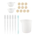 Acouto Silikon Ölçüm Fincan Aracı Kiti Spatula Parmak Eldiven Pipetler Epoksi Reçine Karıştırma Aracı Set El Sanatları Için (19 parça Alet Seti, Mavi)
