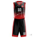 ACR Giyim Tekstil Forma Baskı Basketbol Forması Kırmızı & Siyah Model B2402 - Kişiye Özel İsim ve Numara Yazılabilir Dijital Baskı ACRBSB2402