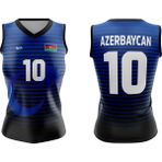 ACR Giyim Voleybol Forması Azerbaycan Model - Kişiye Özel Isim ve Numara Yazılabilir, Dijital Baskı Tasarım Tek Üst - Siyah - 2XL
