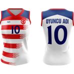 ACR Giyim Voleybol Forması Model 716 - Kişiye Özel Isim ve Numara Yazılabilir, Dijital Baskı Tasarım Tek Üst - Kırmızı - Beyaz - 1 - 2 Yaş