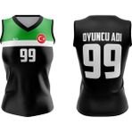 ACR Giyim Voleybol Forması Model 718 - Kişiye Özel Isim ve Numara Yazılabilir, Dijital Baskı Tasarım Tek Üst - Siyah - 5 - 6 Yaş