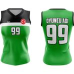 ACR Giyim Voleybol Forması Model 718 - Kişiye Özel Isim ve Numara Yazılabilir, Dijital Baskı Tasarım Tek Üst - Yeşil - 3 - 4 Yaş