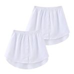 Acramy Bayan mini etek etek etek Sweep gömlek uzatma etek düğmeli, Beyaz + beyaz., 3XL
