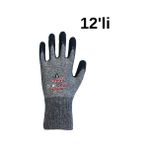 Activehand ACTİVEHAND FLX-614 Lateks Kaplı Yüksek Tutuş Kabiliyetli Hassas Montaj Profesyonel İş Eldiveni 12'li - Siyah - Gri - 9