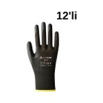 Activehand ACTİVEHAND PU-101 Poliüretan Kaplı Hassas Montaj Profesyonel İş Eldiveni 12'li - Siyah
