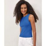 Actiwear Kadın Fitilli Halter Yaka Örme Atlet T-Shirt - Saks
