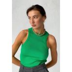 Actiwear Kadın Fitilli Halter Yaka Örme Atlet T-Shirt - Yeşil
